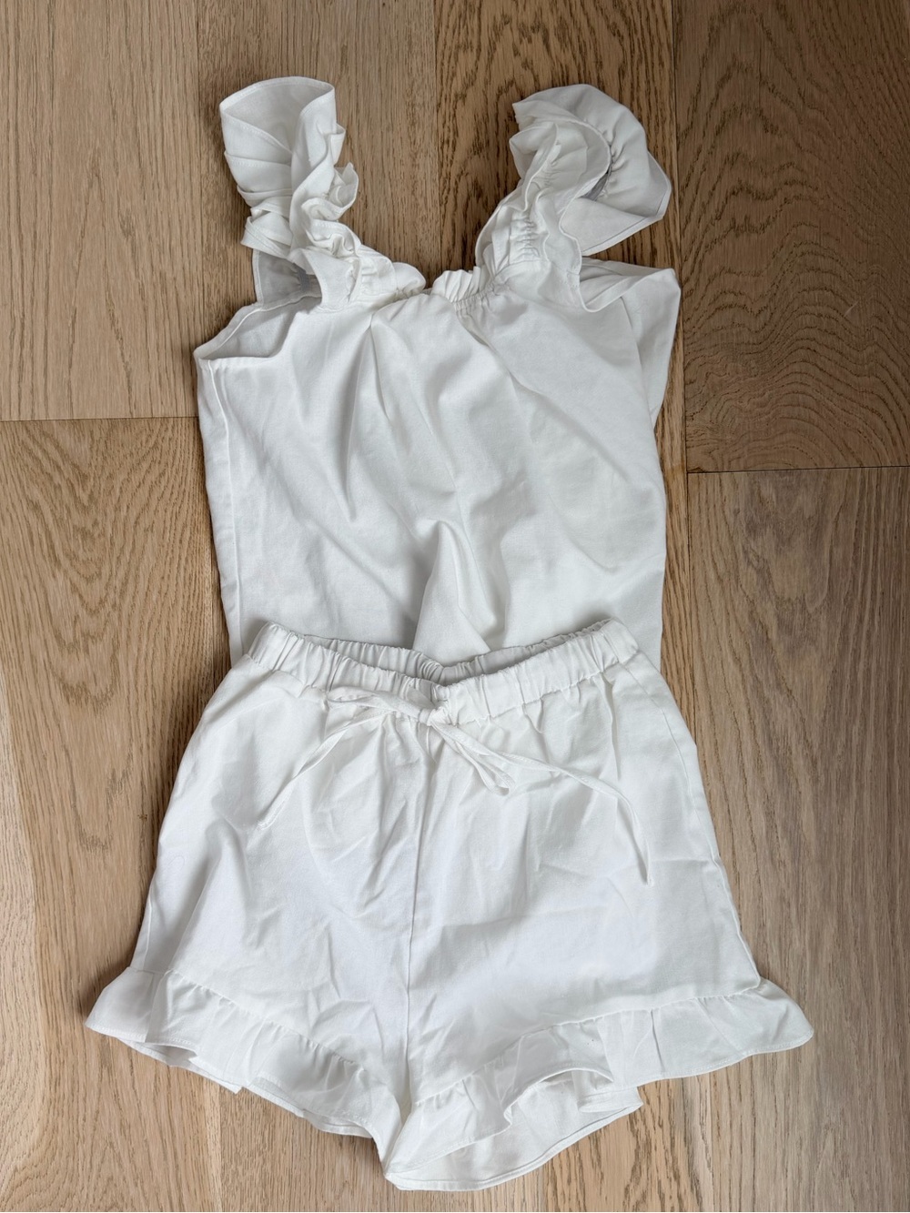 Commense White Ruffle 100% Cotton Set